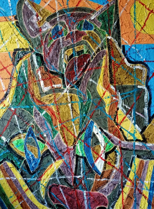 Painting titled "la cage du loup" by Karel Liefooghe, Original Artwork, Acrylic