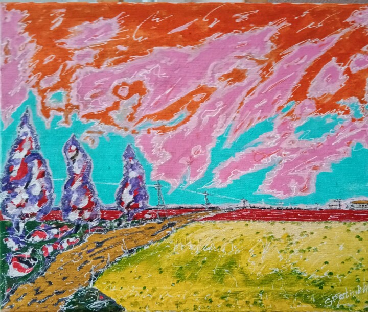 Peinture intitulée "движение небес" par Sergey Potiukh, Œuvre d'art originale, Acrylique
