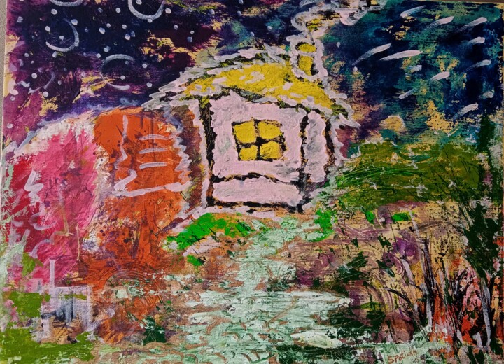 Peinture intitulée "фиолетовый сад жела…" par Sergey Potiukh, Œuvre d'art originale, Acrylique