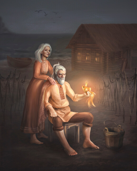 Правильное желание. Серия "Старые сказки на новый лад" 绘画, 19.7x15.8 in
