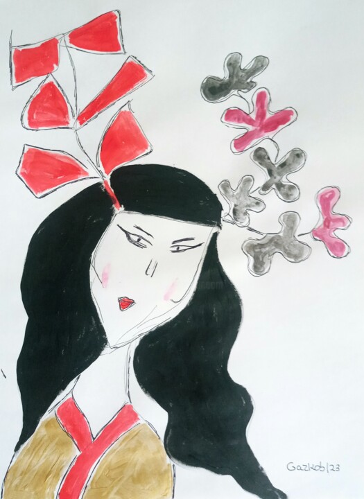Haruko San 绘画, 16.1x11.8 in