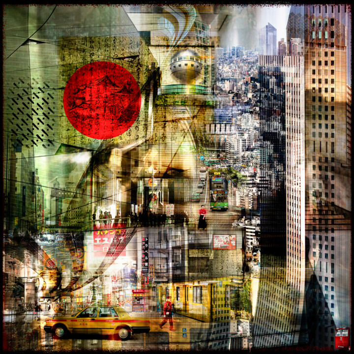 Photographie intitulée "Japanese Building" par Marcel Nakache, Œuvre d'art originale, Photographie numérique