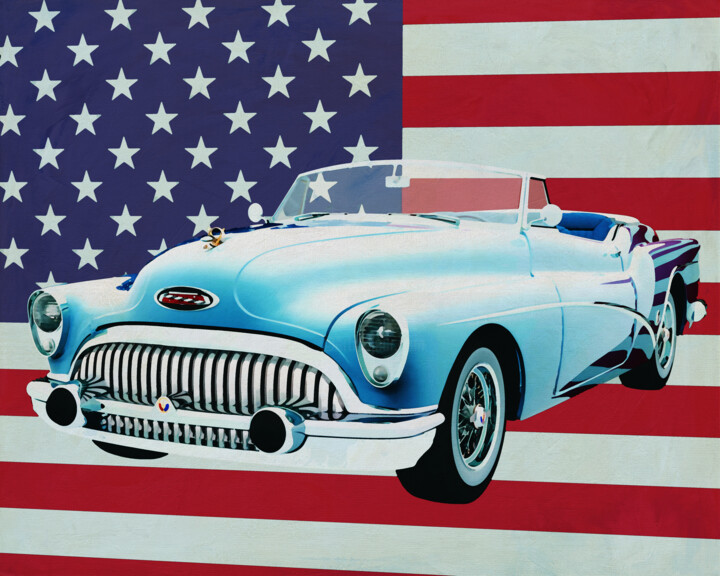 Digitale Kunst getiteld "Buick Skylark Conve…" door Jan Keteleer, Origineel Kunstwerk, Digitaal Schilderwerk