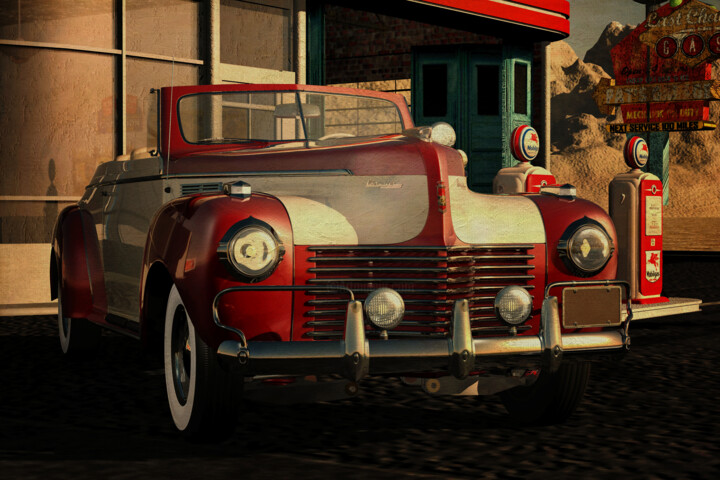 Chrysler New Yorker Highlander 1940 at an old petrol station 数字艺术