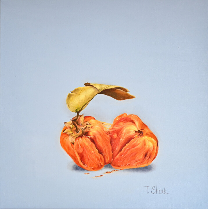 Torn persimmon 绘画, 15.8x15.8 in