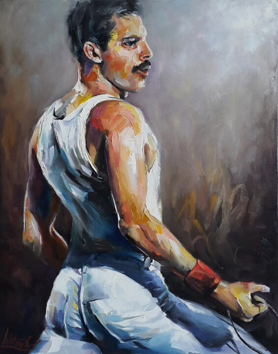 We Are the Champions Freddie Mercury Queen - painting 绘画, 27.6x21.7 in