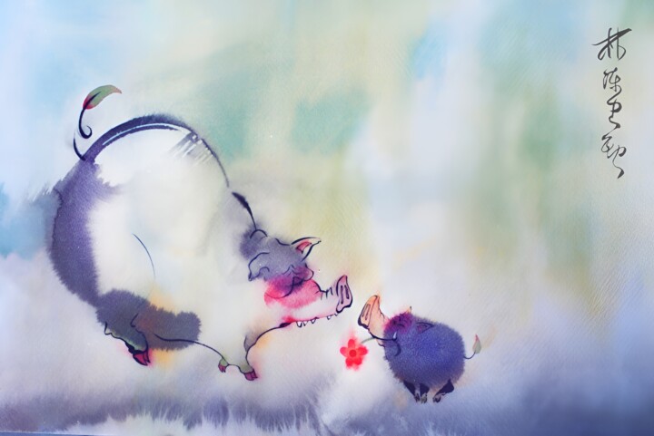 Piggy's first love 绘画, 20.5x29.5 in