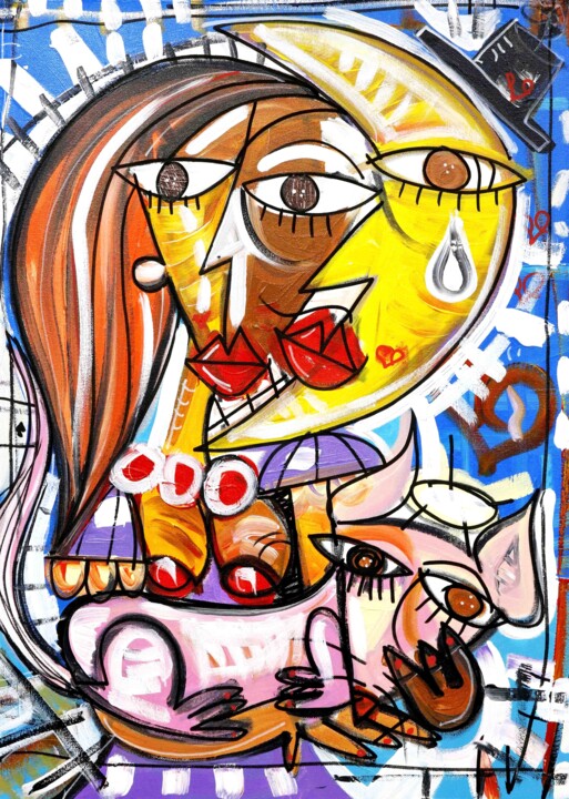 Amber con Cagnolino 绘画, 27.6x19.7 in