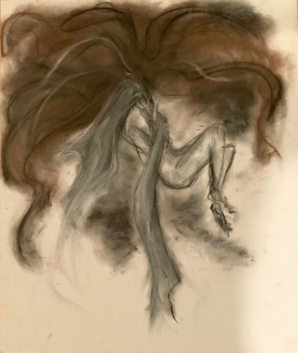 Dessin intitulée "Modesty" par Natalie Roy, Œuvre d'art originale, Conté