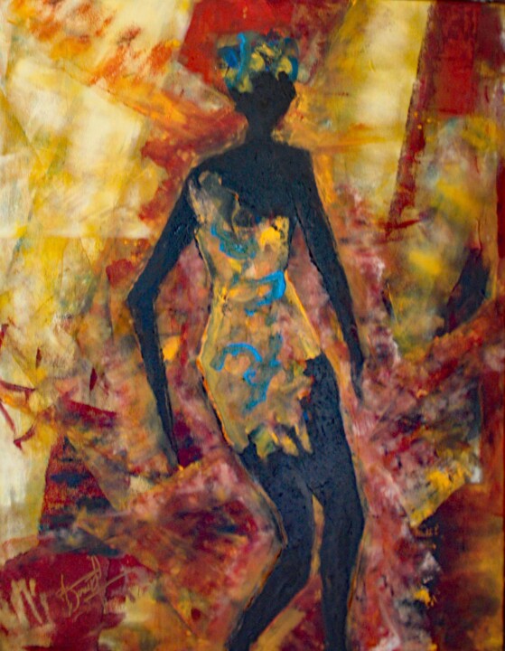 SCENE D'AFRIQUE, DANSEUSE AFRICAINE 绘画, 36.2x28.7 in