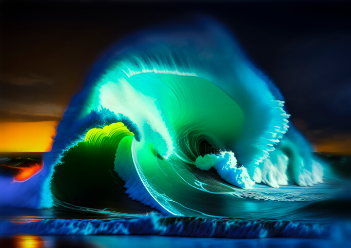 Arts numériques intitulée "L'ECUME DE LA VAGUE…" par Blaise Lavenex, Œuvre d'art originale, Image générée par l'IA
