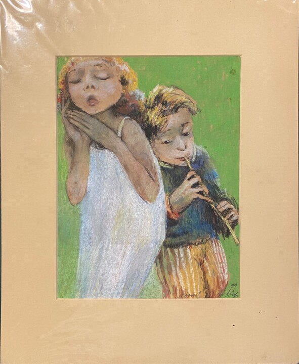Peinture intitulée "La chanson" par André Sofine, Œuvre d'art originale, Pastel