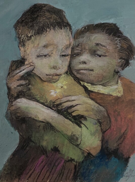 Peinture intitulée "Le petit fleur" par André Sofine, Œuvre d'art originale, Pastel
