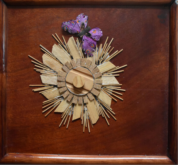 Collages intitulée "Fleurs 6" par Chantal Bonnet, Œuvre d'art originale, Collages Monté sur Panneau de bois