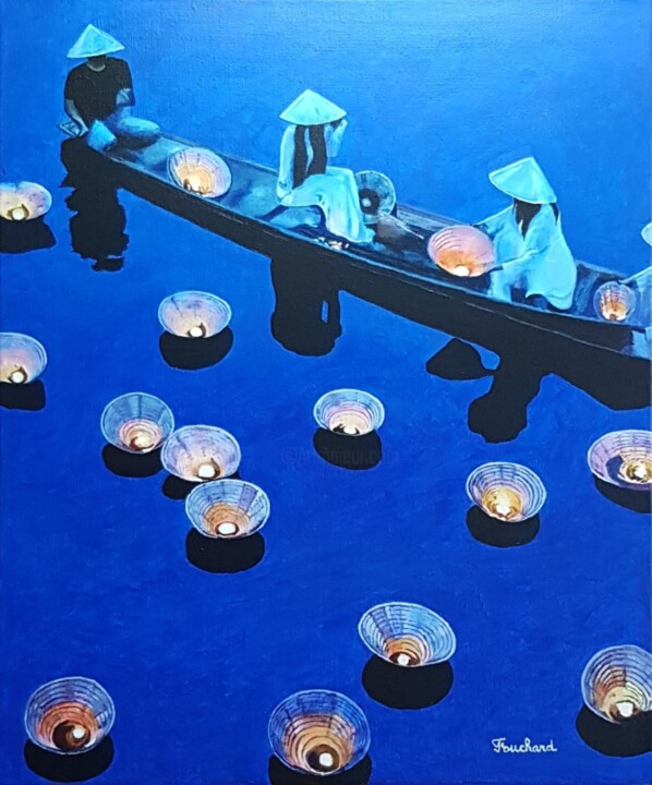La Nuit des Lanternes 绘画, 18.1x15 in