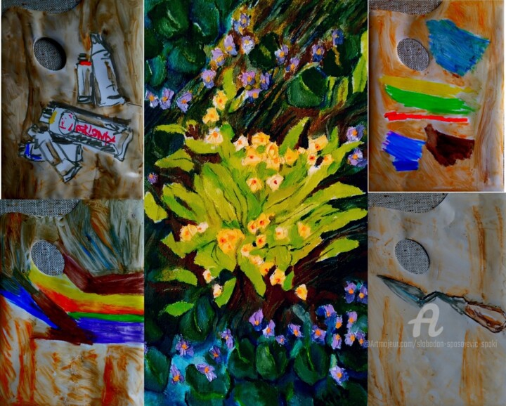 Mon 43-ieme virtuel expo. "En savoire plus sur le printemps" 绘画, 23.6x26.4 in