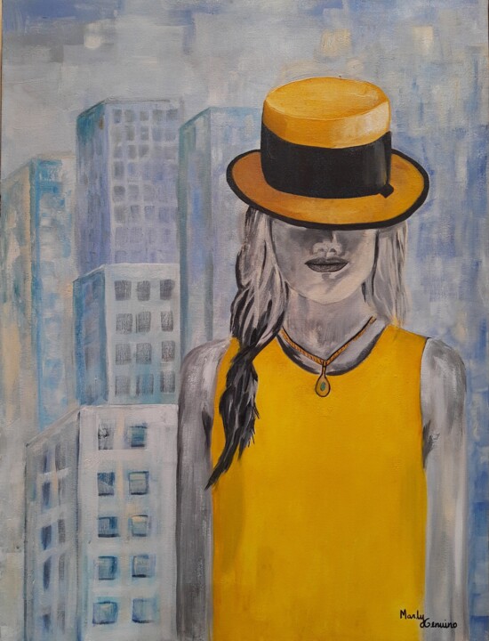 Yellow City 绘画, 31.5x23.6 in