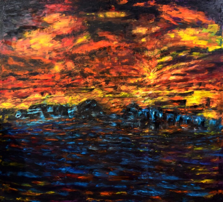 Painting titled "Sextans Dwarf" by Fotis Galanopoulos, Original Artwork, Oil
