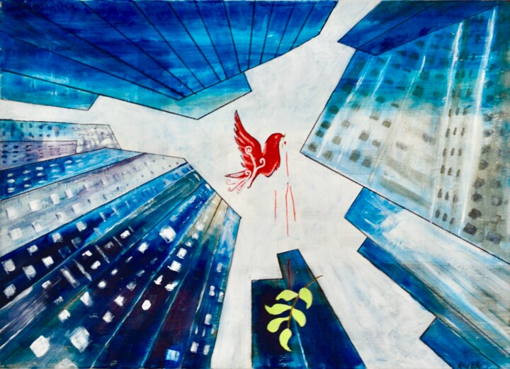 Peinture intitulée "Guerre et paix" par Georges Lievre, Œuvre d'art originale, Acrylique