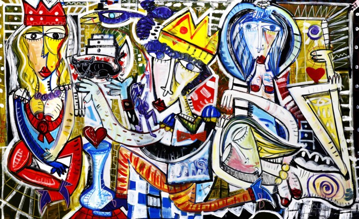 La Reina, El Rey y Las Prostitutas 绘画, 36.2x59.1 in