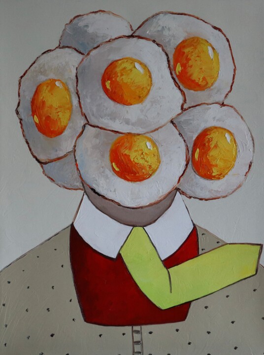 Egg boy on a very windy day 绘画, 31.5x23.6 in