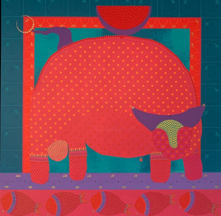 Painting titled "TORO" by Edgar Salguero, Original Artwork, Acrylic