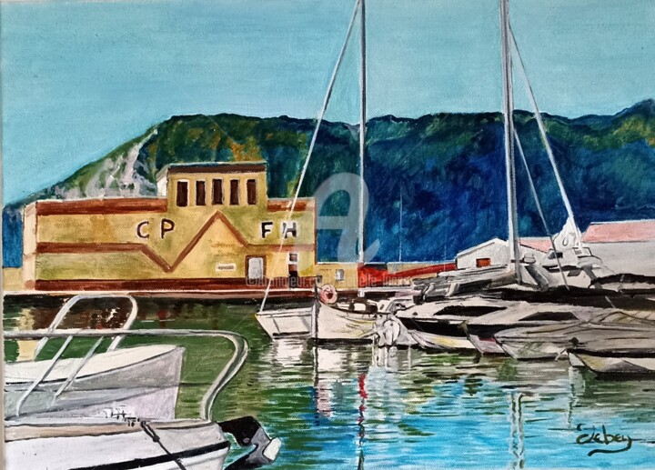 Peinture intitulée "Calpe Espagne -Mari…" par Isabelle Lucas, Œuvre d'art originale, Huile Monté sur Châssis en bois
