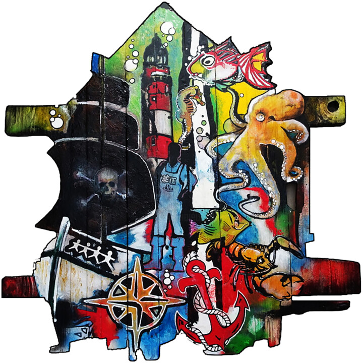LA CRIÉE 绘画, 44.1x42.5 in