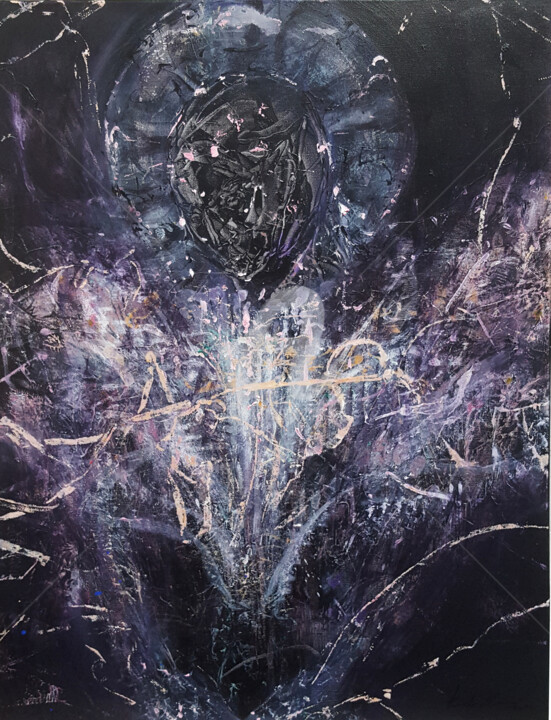 Dark Enigmatic Human Shape Angel By KLOSKA 绘画, 31.5x23.6 in