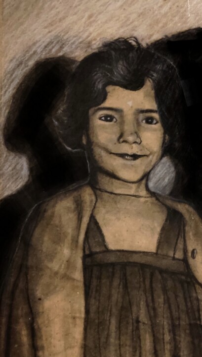 Dessin intitulée "Türkiye'de Kız, 196…" par Corinne Courlet, Œuvre d'art originale, Encre
