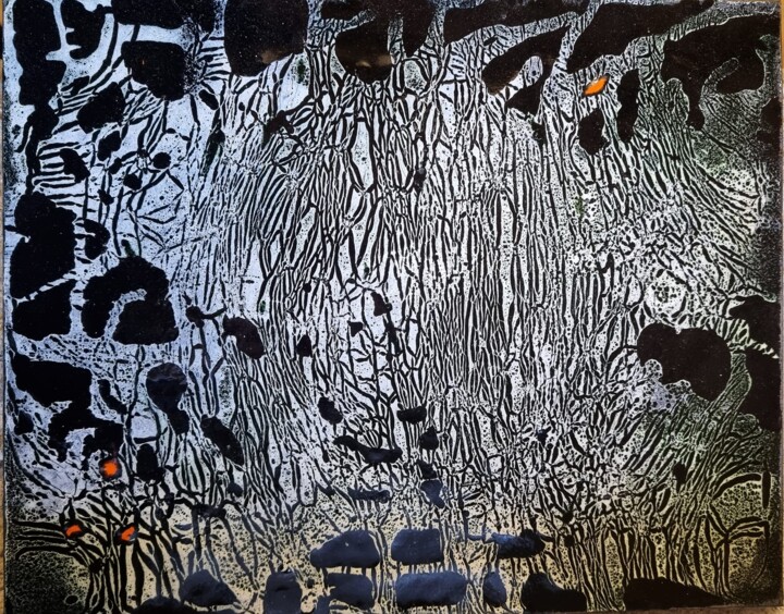 Peinture intitulée "Ephémère" par Isabelle Mathis, Œuvre d'art originale, Émail Monté sur Châssis en bois
