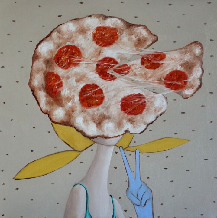 Pizza girl 绘画, 23.6x23.6 in