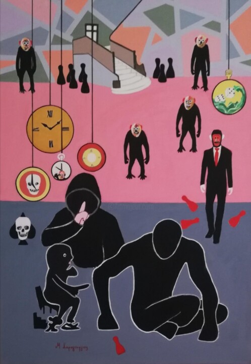 ΨΙΘΥΡΙΖΟΝΤΑΣ ΣΤΗ ΣΙΩΠΗ 绘画, 39.4x27.6 in