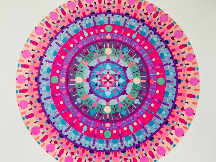 PINK MANDALA 绘画, 19.7x27.6 in