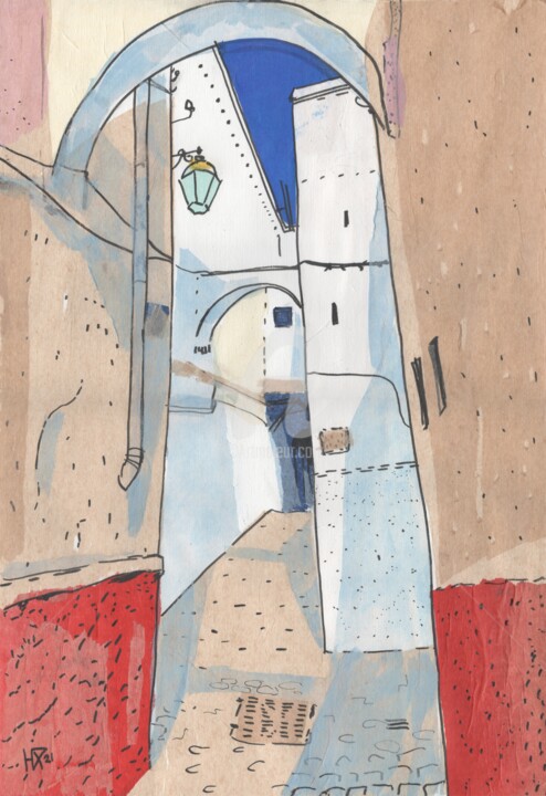 Somewhere in Morocco, Paper Co 绘画, 16.1x11 in