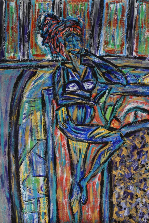 Woman in a Turban 绘画, 19.7x11.8 in