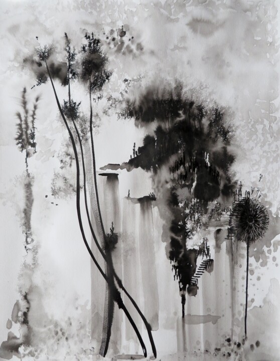 Peinture intitulée "Elever et s'élever…" par Clau Redier-Clément, Œuvre d'art originale, Encre