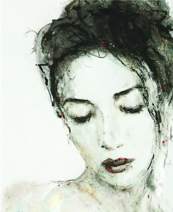 Schilderij getiteld "zonder titel" door Hein Kocken, Origineel Kunstwerk, Houtskool Gemonteerd op Karton
