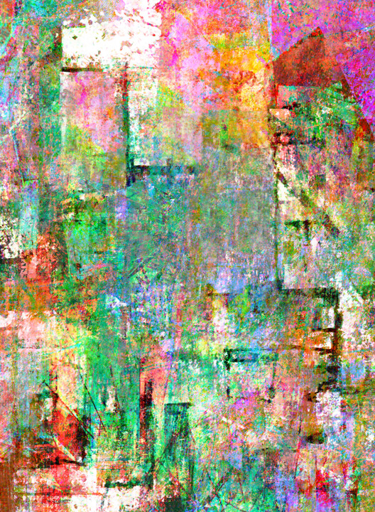 Digital Arts titled "Casa con jardín" by Roberto Saiz, Original Artwork, Digital Collage