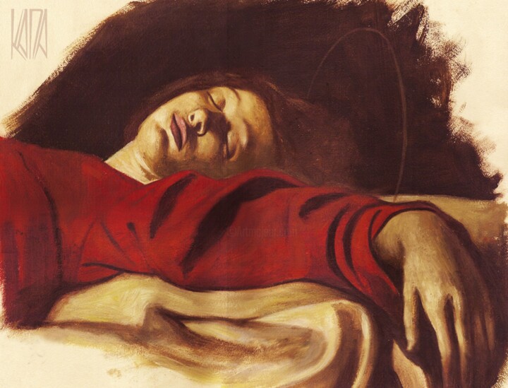 Arts numériques intitulée "Death of the Virgin…" par Kada, Œuvre d'art originale, Huile