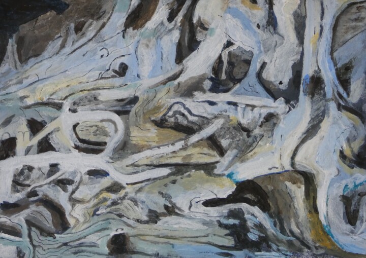 Schilderij getiteld "Driftwood nr2" door Nico Van Oosten, Origineel Kunstwerk, Acryl