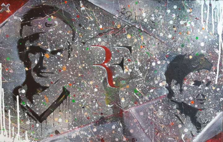 Painting titled "RF – Roger Federer" by Antonio Bagia, Original Artwork, Acrylic