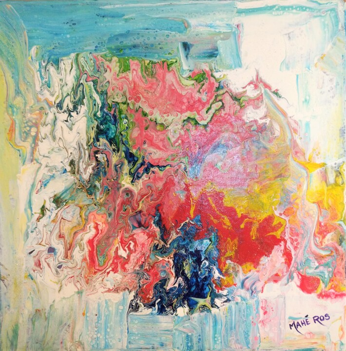 Peinture intitulée "Abstraction multico…" par Mahé Ros, Œuvre d'art originale, Acrylique Monté sur Châssis en bois