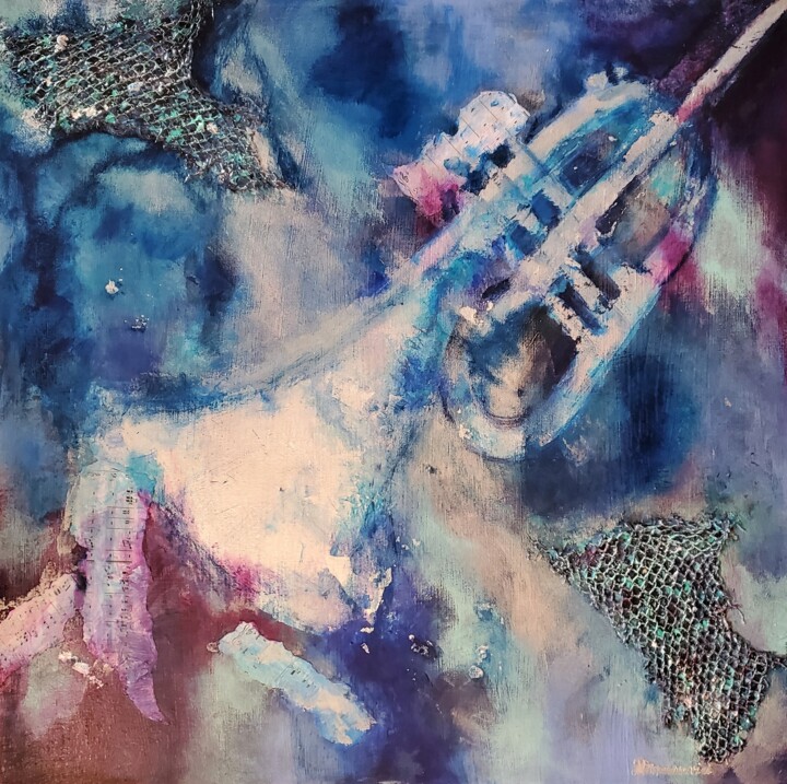 Painting titled "MILES" by Maggie Romanovici, Original Artwork, Acrylic
