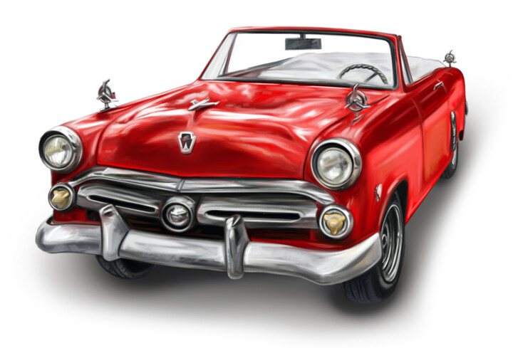 Digital drawing of a Ford Crestline. 数字艺术