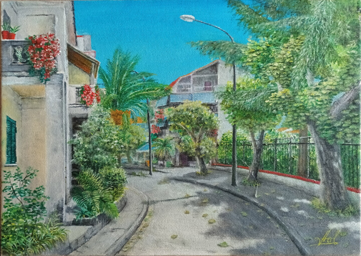 Italia.Scalea via T.Campanella 绘画, 8.3x11.8 in