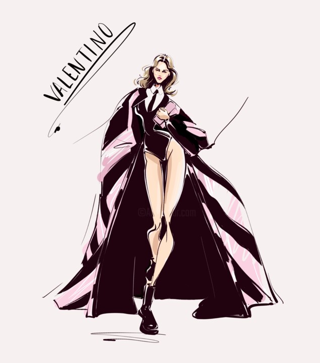 Valentino ss23 fashion illustration 数字艺术