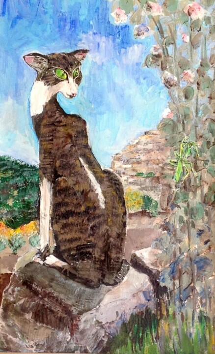Sleek Cat - Mantis 绘画, 15.8x9.8 in