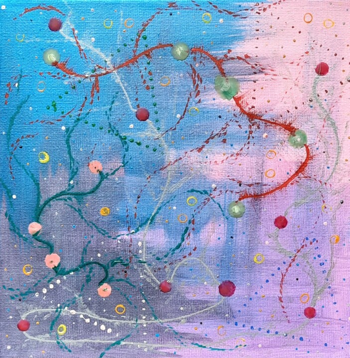 Dog in the Afterlife 绘画, 7.9x7.9 in