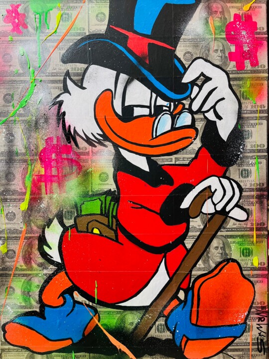 Uncle Scrooge Money walk 绘画, 23.6x17.7 in